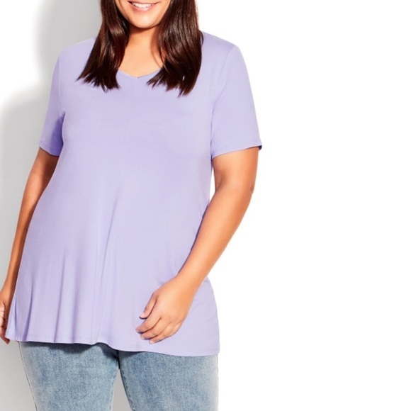 Evans Lilac Love Me Plain Tunic Tee Top size 16 (R06.5) - Picture 3 of 8